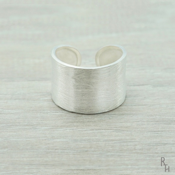 Road Trip Hippie Jewelry - Brushed Silver Wide Boho Band Ring | 925 Silver